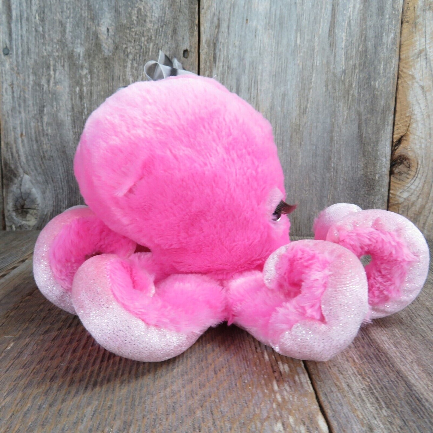 Pink Octopus Plush Eye Lashes Bow The Petting Zoo Sparkles Stuffed Animal 2018
