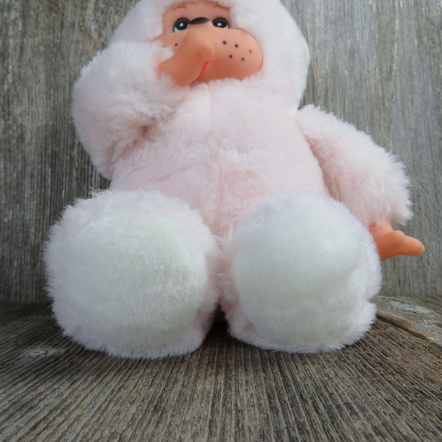 Vintage Pink Thumb Sucker Teddy Bear Monkey Plush Rubber Face Common Wealth 1993 Stuffed Animal