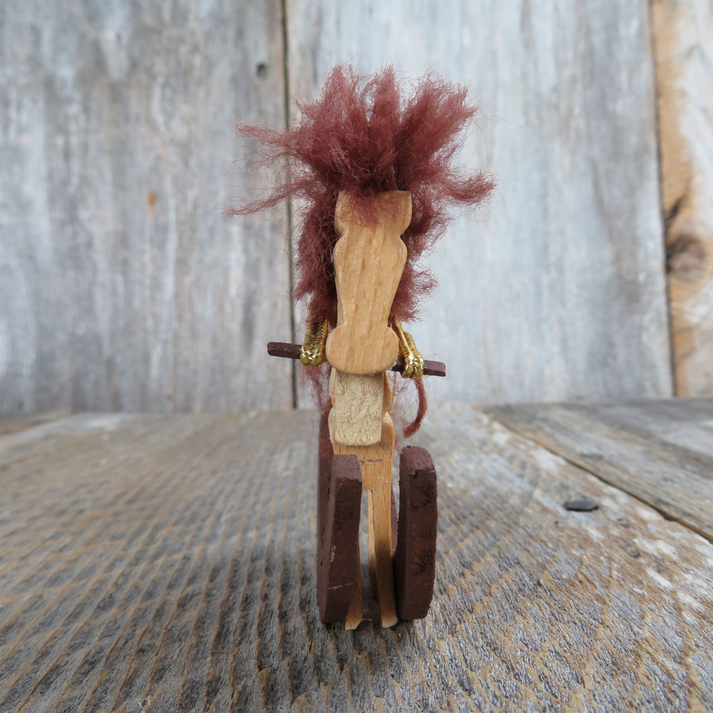 Vintage Rocking Horse Wooden Clothes Pin Ornament Wood Christmas Brown Pony