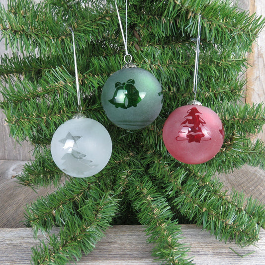 Vintage Union 76 Gas Station Christmas Frosted Glass Ball Ornament Set Logo Red Green White Advertisement