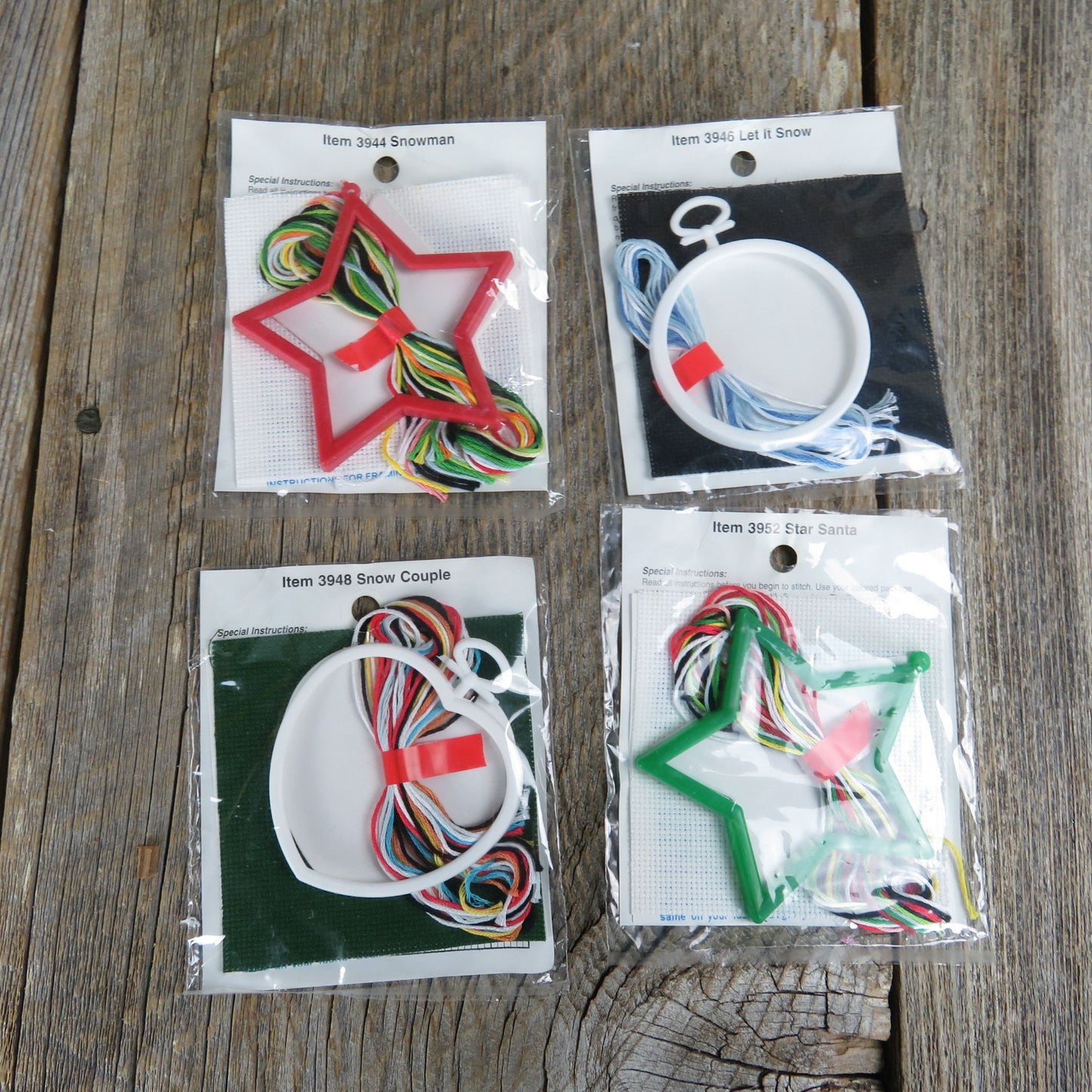 Vintage Stitch n Frame Counted Cross Stitch Ornament Kit Lot Christmas Snowman Needlemagic Inc Lot B