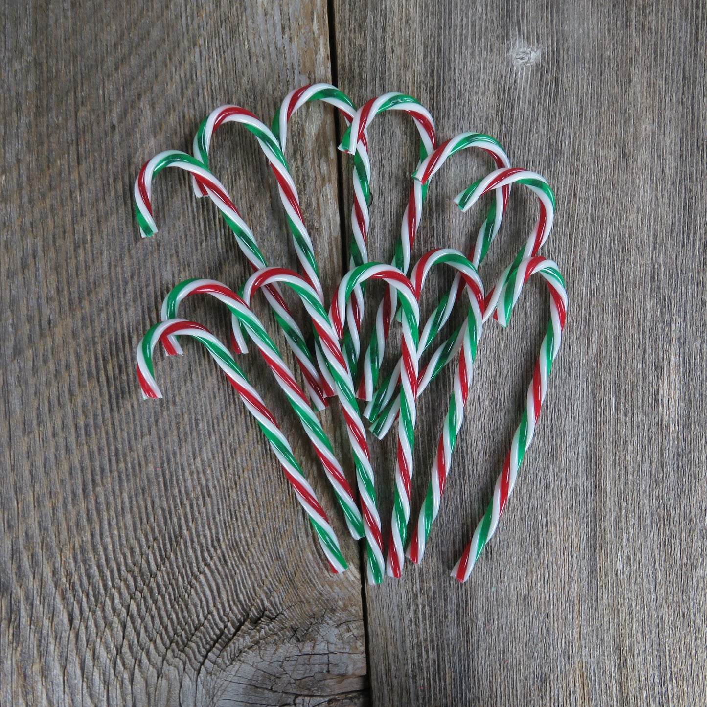 Candy Cane Christmas Embellishment Plastic Red White and Green Twisted Craft Ornament Faux Hard Candy Bowl Vase Filler