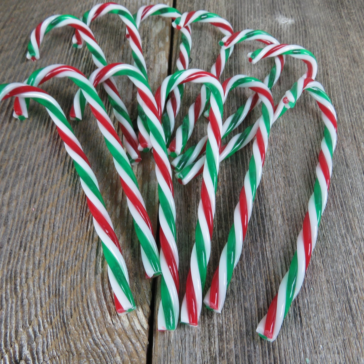 Candy Cane Christmas Embellishment Plastic Red White and Green Twisted Craft Ornament Faux Hard Candy Bowl Vase Filler