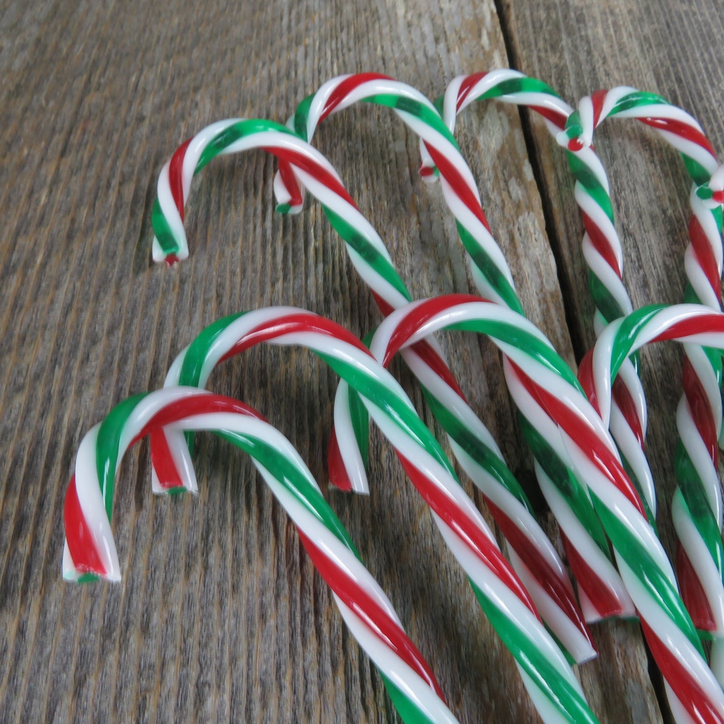 Candy Cane Christmas Embellishment Plastic Red White and Green Twisted Craft Ornament Faux Hard Candy Bowl Vase Filler