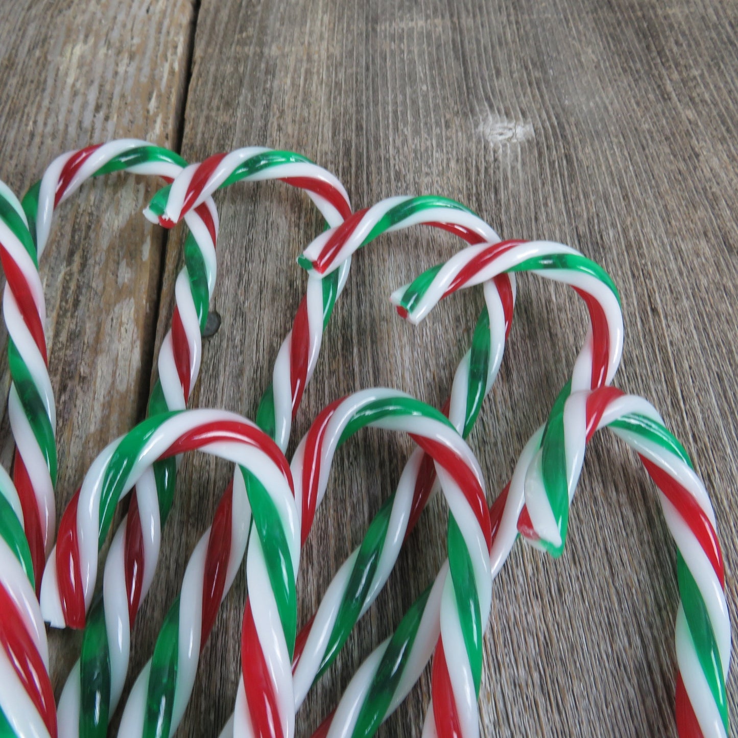 Candy Cane Christmas Embellishment Plastic Red White and Green Twisted Craft Ornament Faux Hard Candy Bowl Vase Filler