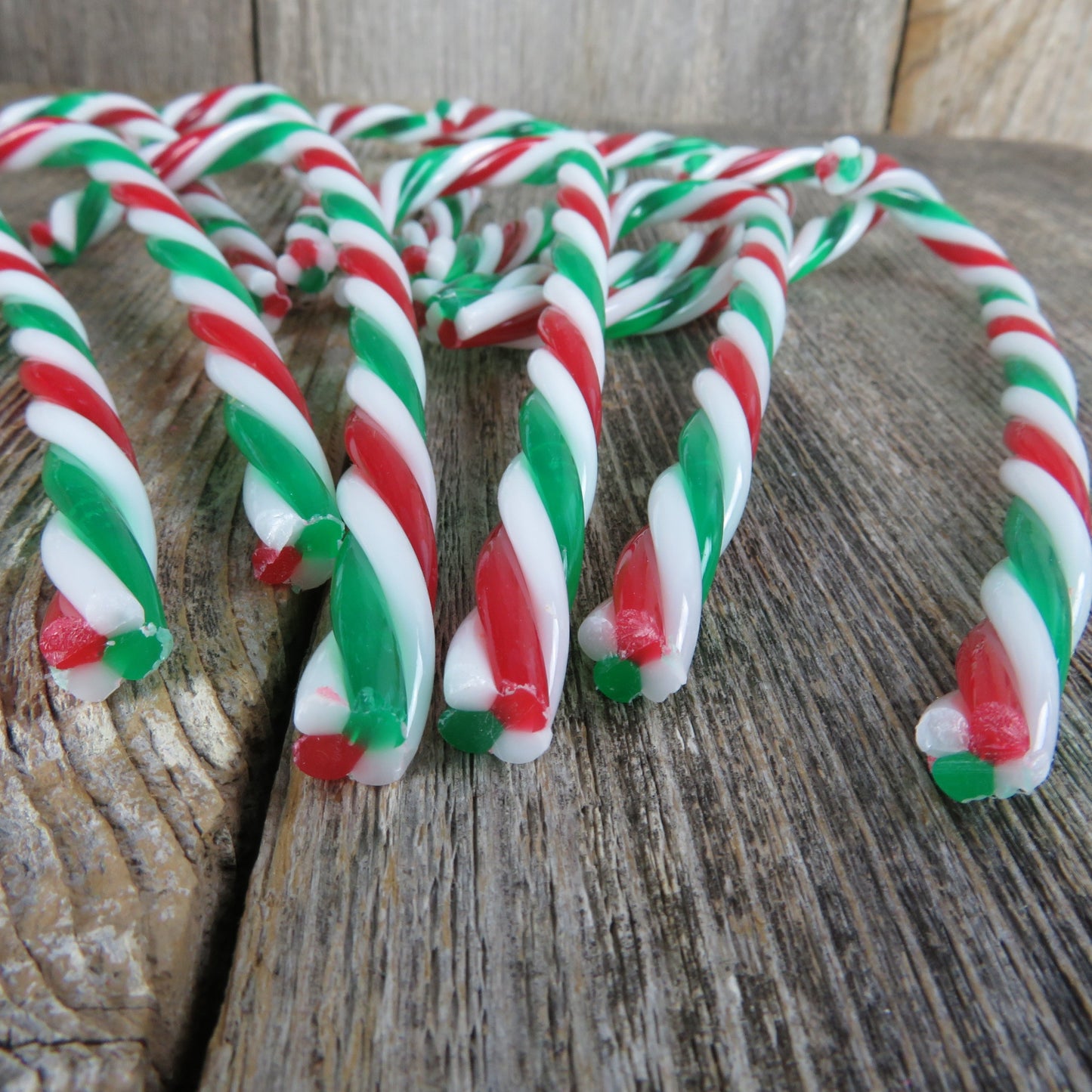 Candy Cane Christmas Embellishment Plastic Red White and Green Twisted Craft Ornament Faux Hard Candy Bowl Vase Filler