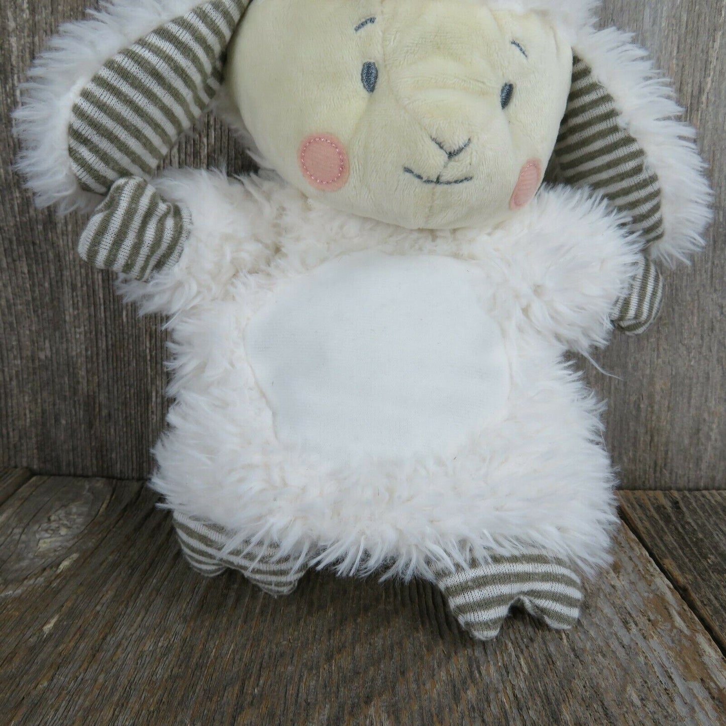 White Sheep Puppet Plush Demdaco Striped Ears Toy Nursery Rhyme 2020 Stuffed