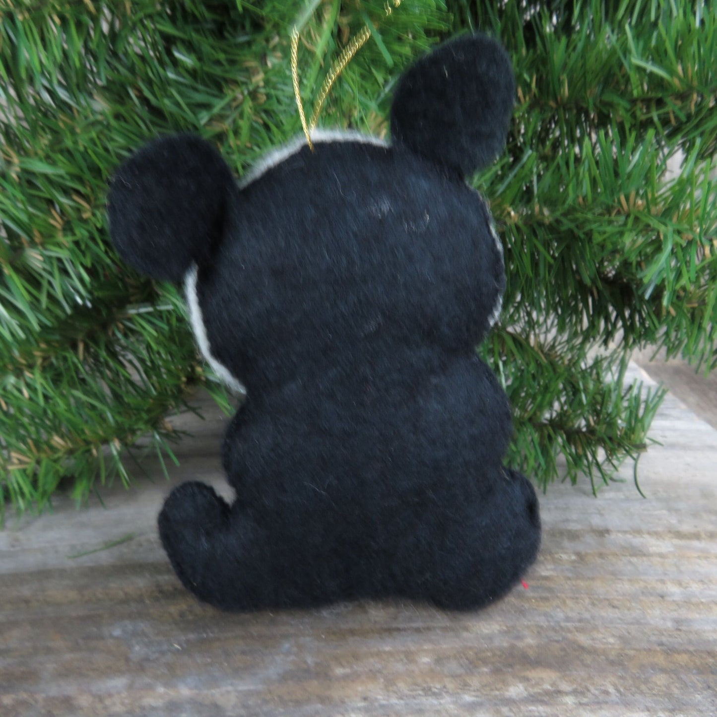 Vintage Panda Bear Plush Ornament Christmas Googly Eyes Felt Black and White Stuffed Animal