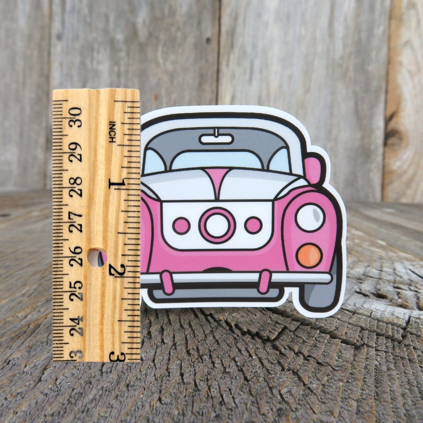 PInk Classic Car Sticker Retro Bug Style Waterproof Laptop Decoration Collector