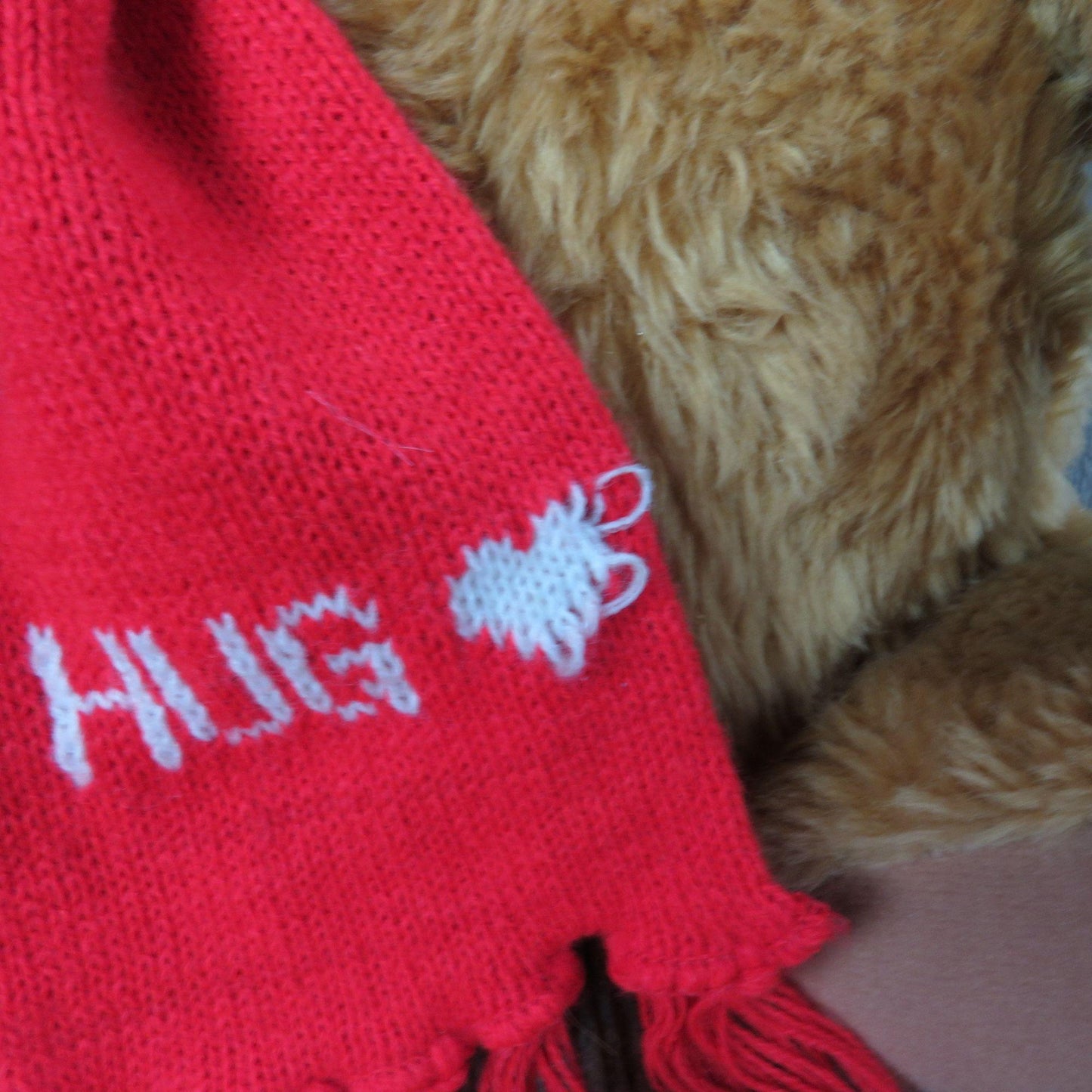 Vintage Hug Bear Teddy Bear Plush Ted Menten Red Scarf North Jointed American Bear Co. 1983