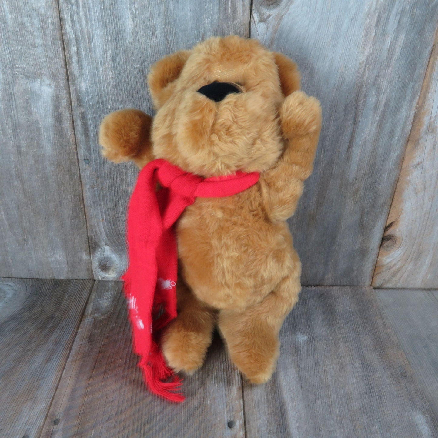 Vintage Hug Bear Teddy Bear Plush Ted Menten Red Scarf North Jointed American Bear Co. 1983