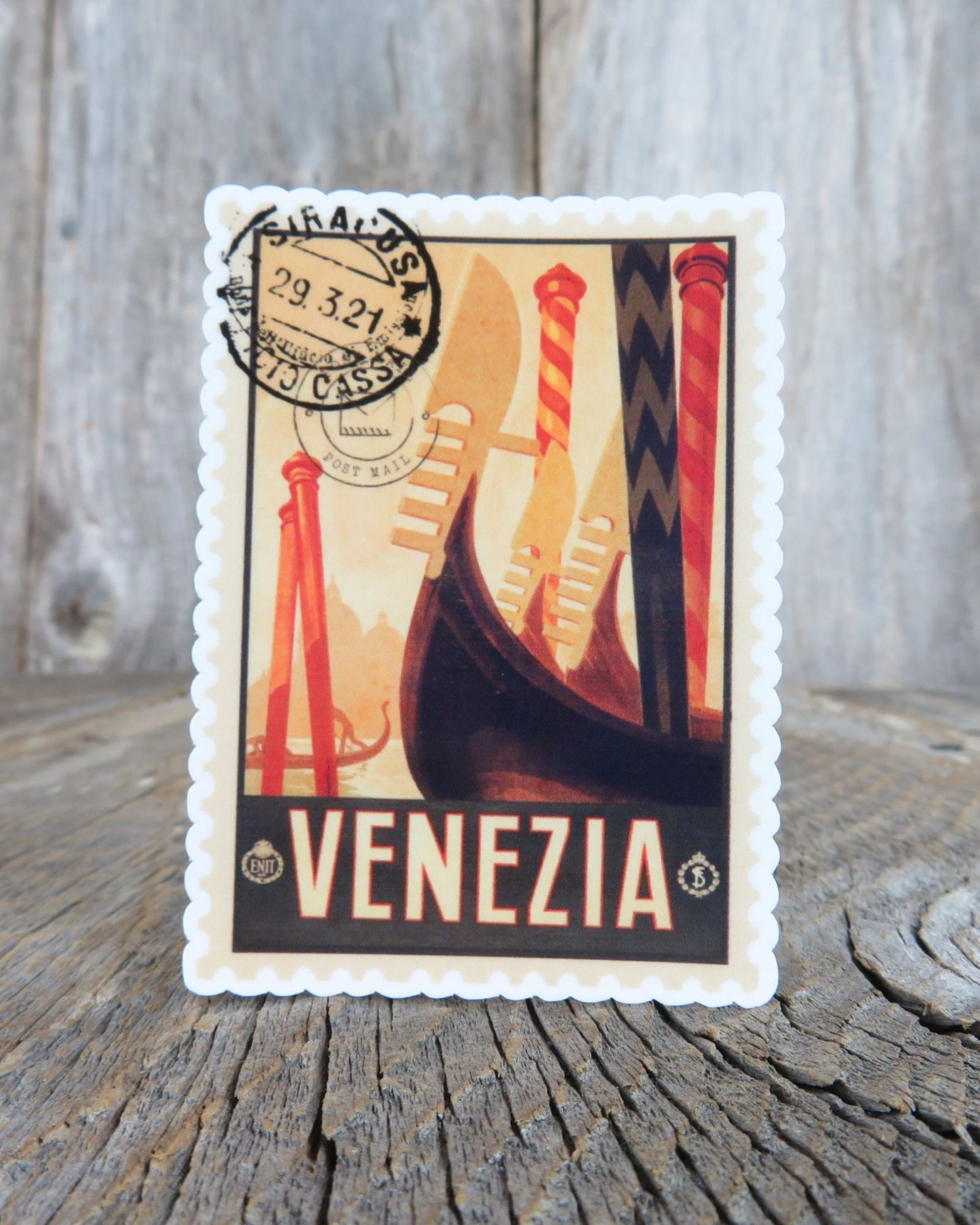 Venice Italy Sticker Venezia Postal Stamp Waterproof Travel Souvenir Water Bottle Laptop