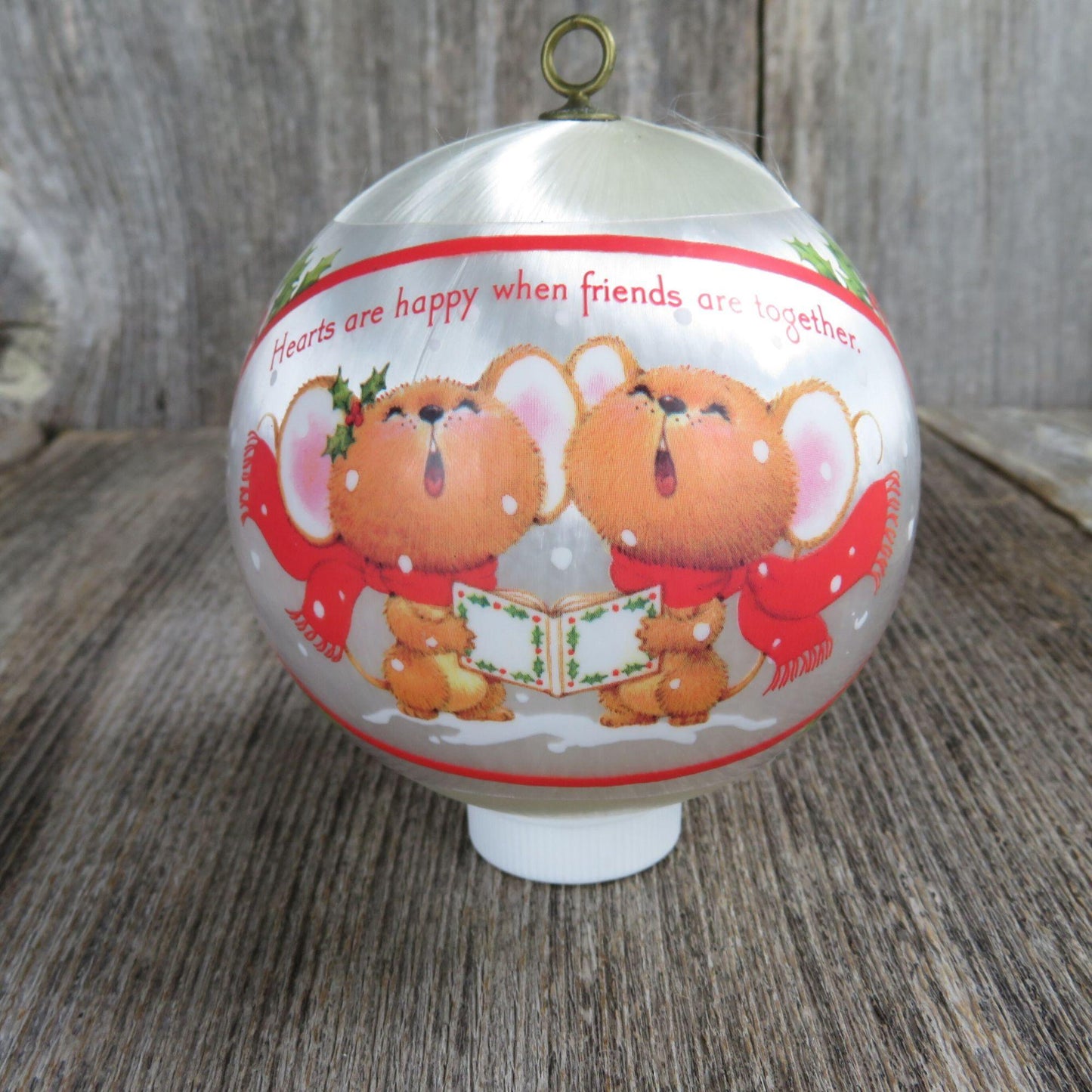 Vintage Mouse Singers Wrapped Satin Ball Ornament Together Times Ambassador Christmas 1981 Carolers
