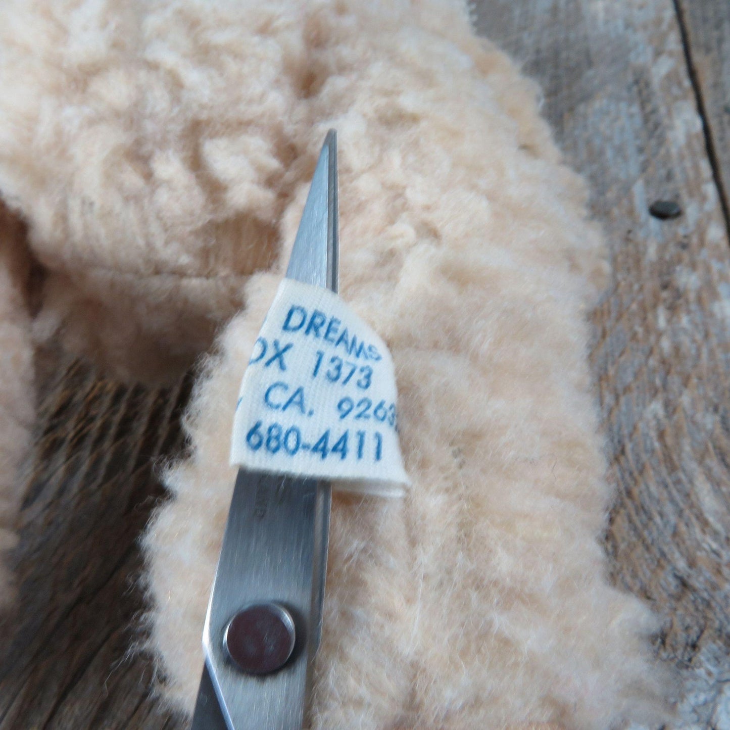 Vintage Teddy Bear Plush Cream Curly Fur Ribbon Lace Collar Dusty's Dream Jointed Stuffed Animal