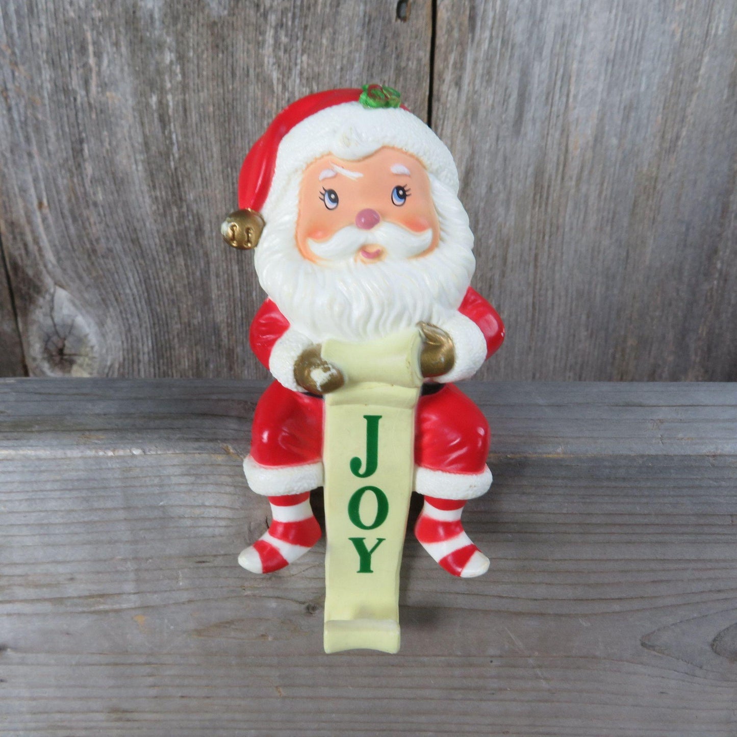 Vintage Santa Christmas Stocking Holder Russ St Nick Hanger Hook