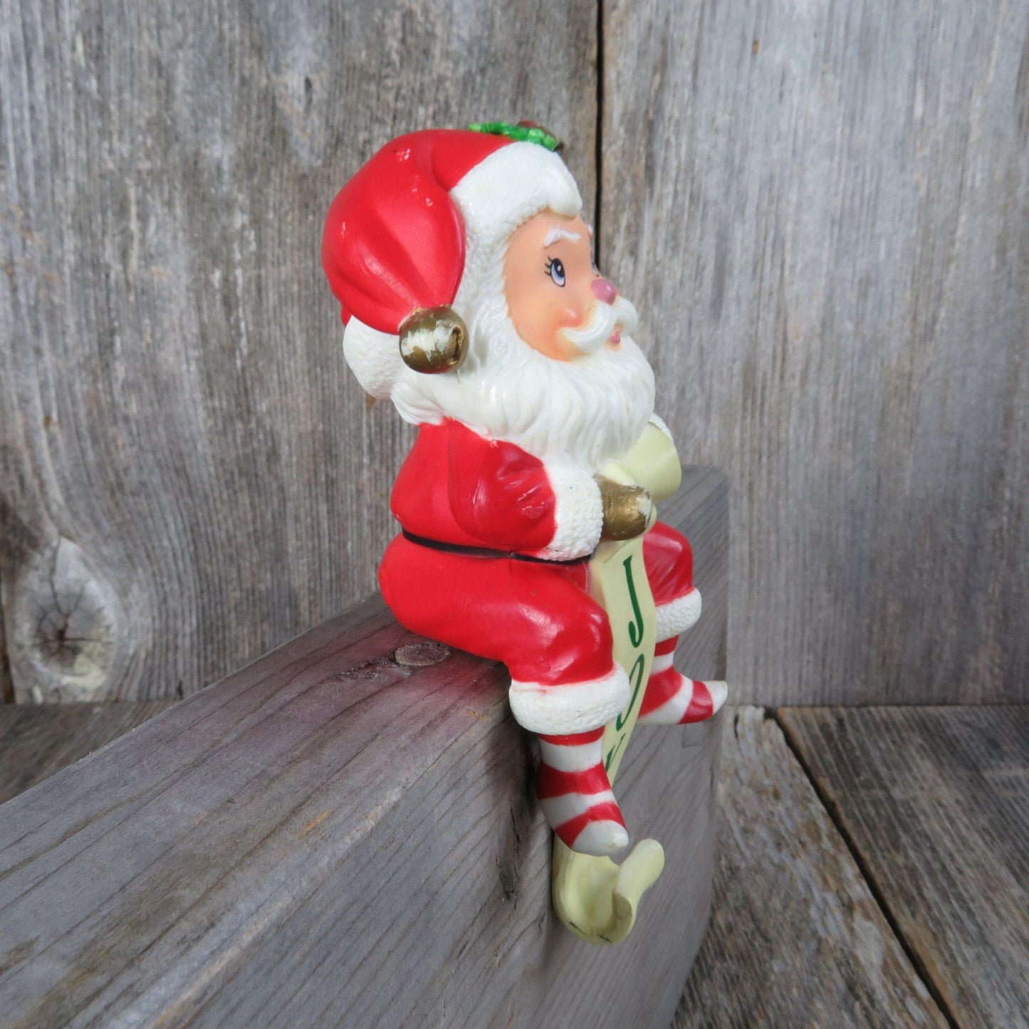 Vintage Santa Christmas Stocking Holder Russ St Nick Hanger Hook