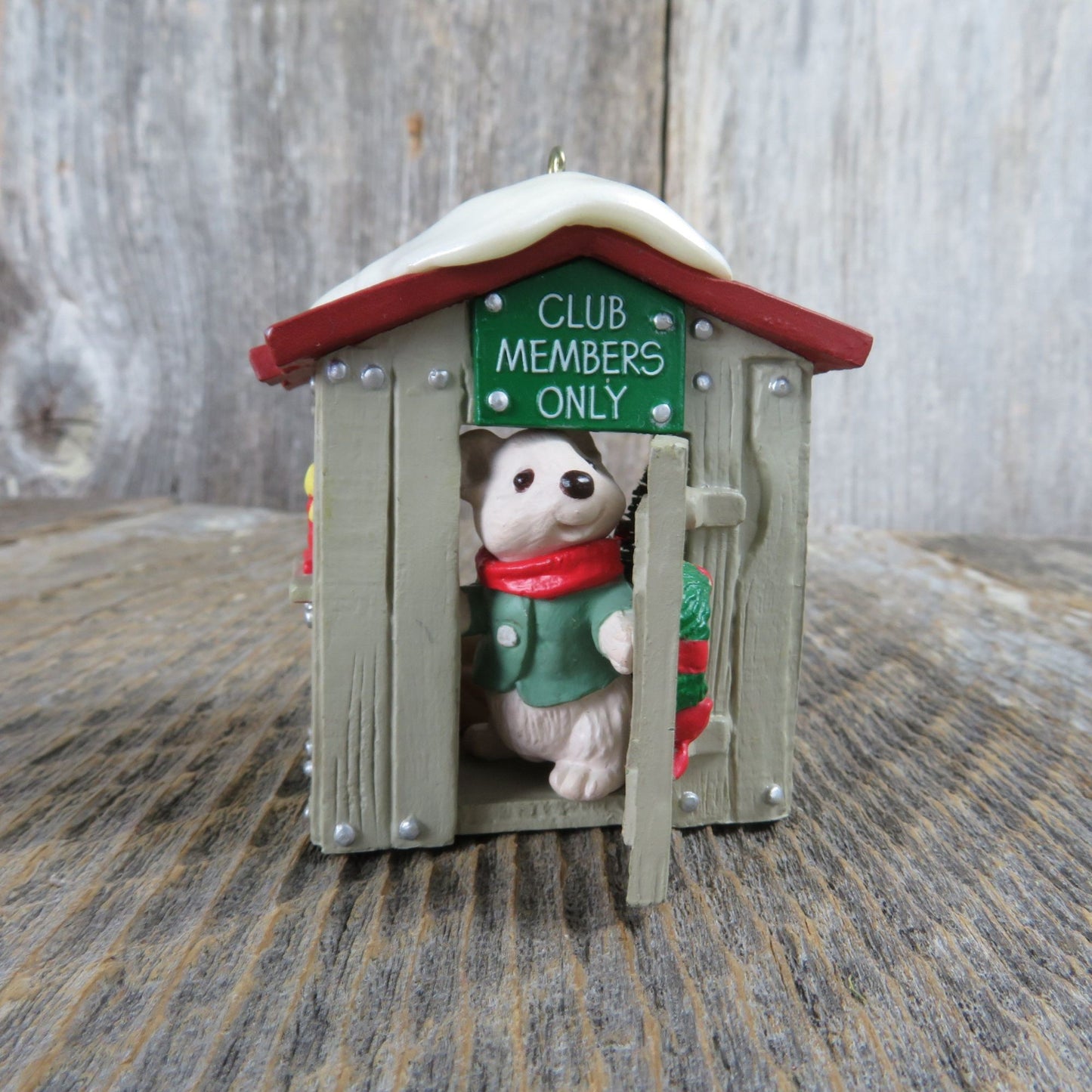 Vintage Our Clubhouse Ornament Mouse in Little House  Hallmark 1988 Christmas Collector's Club