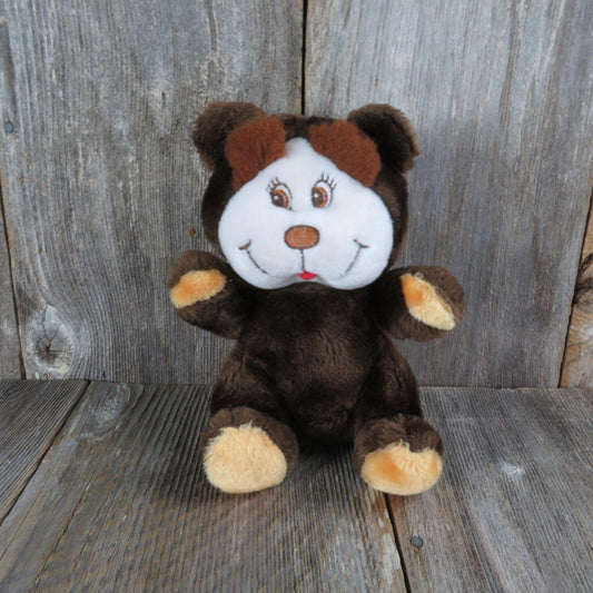 Vintage Brown Teddy Bear Plush White Stitched Face Eyebrows Commonwealth Stuffed Animal Common Wealth