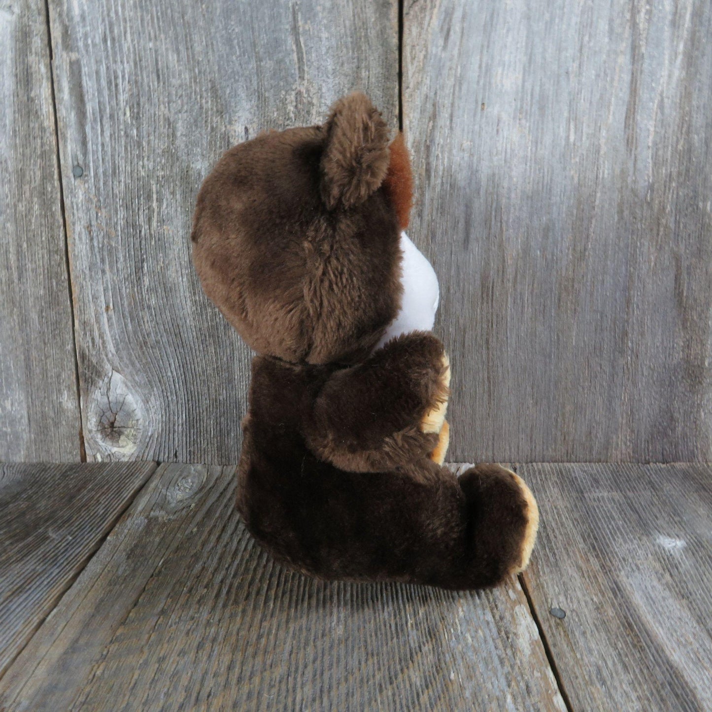 Vintage Brown Teddy Bear Plush White Stitched Face Eyebrows Commonwealth Stuffed Animal Common Wealth