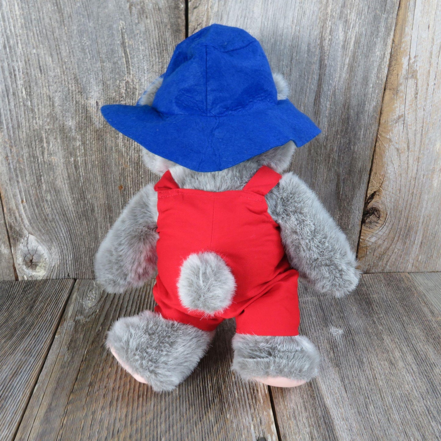 Vintage Hatfield Jethro Teddy Bear Plush Blue Hat Red Bib Overalls Applause 1986 Rubber Hands