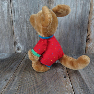 Vintage Kangaroo Plush Avon Brown Red Jumper Pajamas Stuffed Animal Kasey 1991