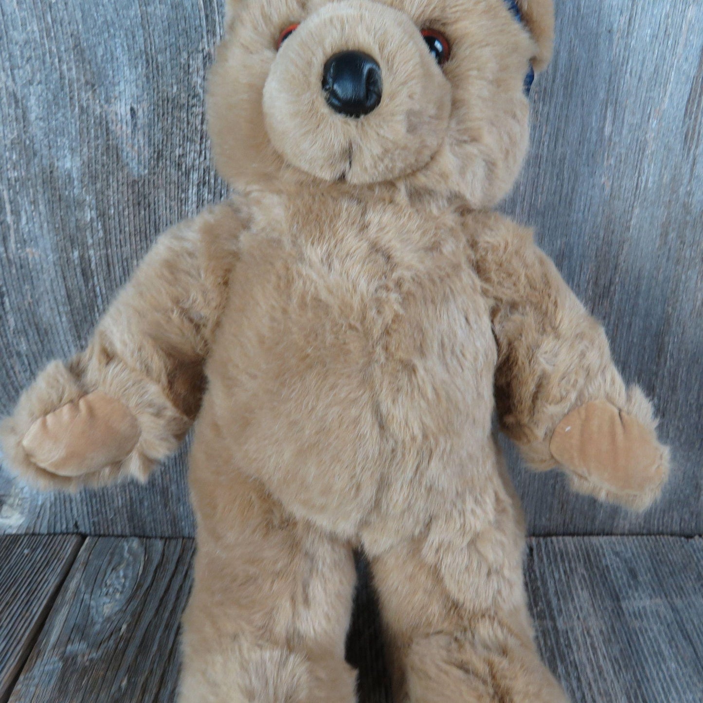 Vintage Bear with Blue Sweater Standing Bear Douglas Company Ear Bow Ellie Bear Stuffed Animal