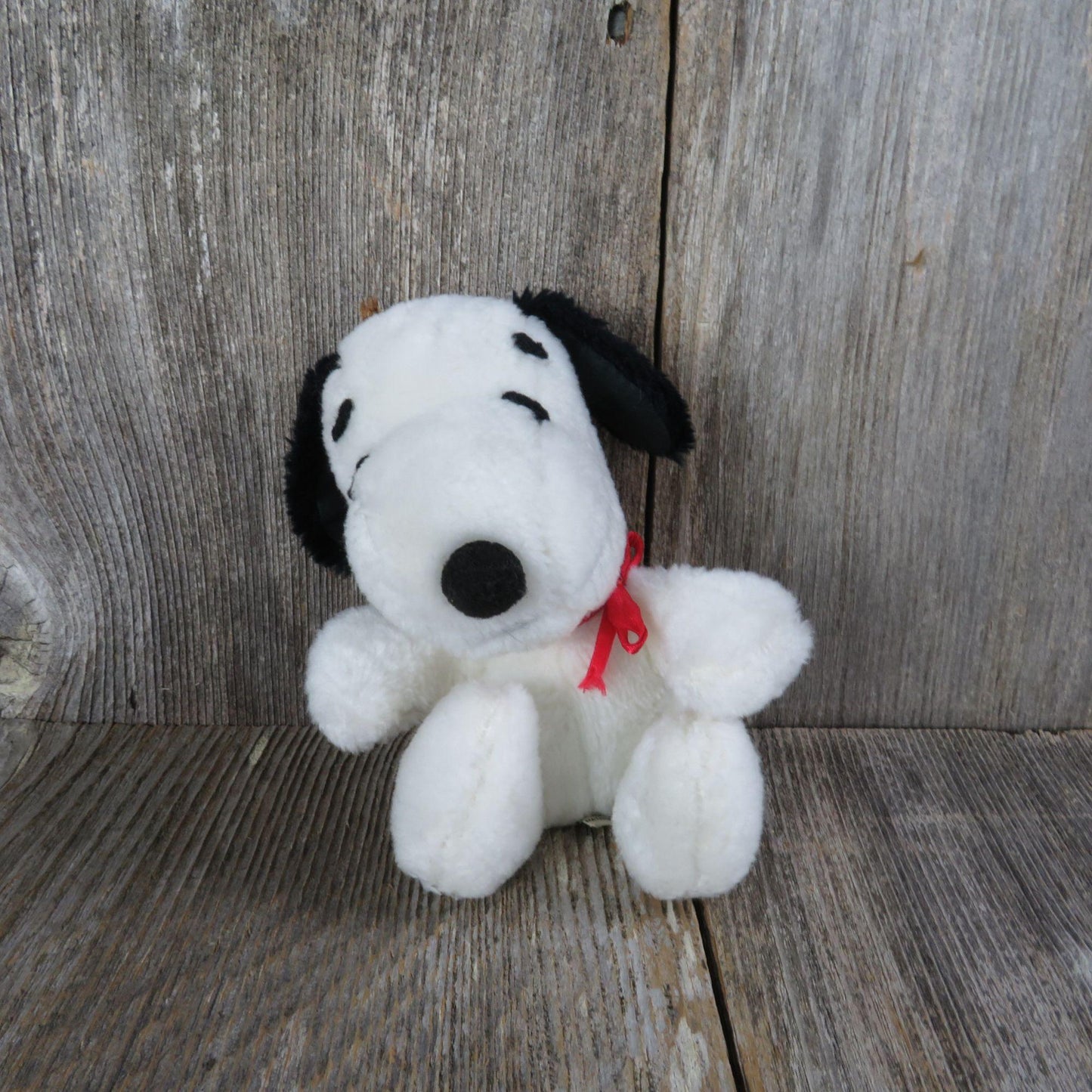 Vintage Snoopy Plush Small White Black Dog Charlie Brown Puppy Stuffed Animal Nut Filled 1968 Korea