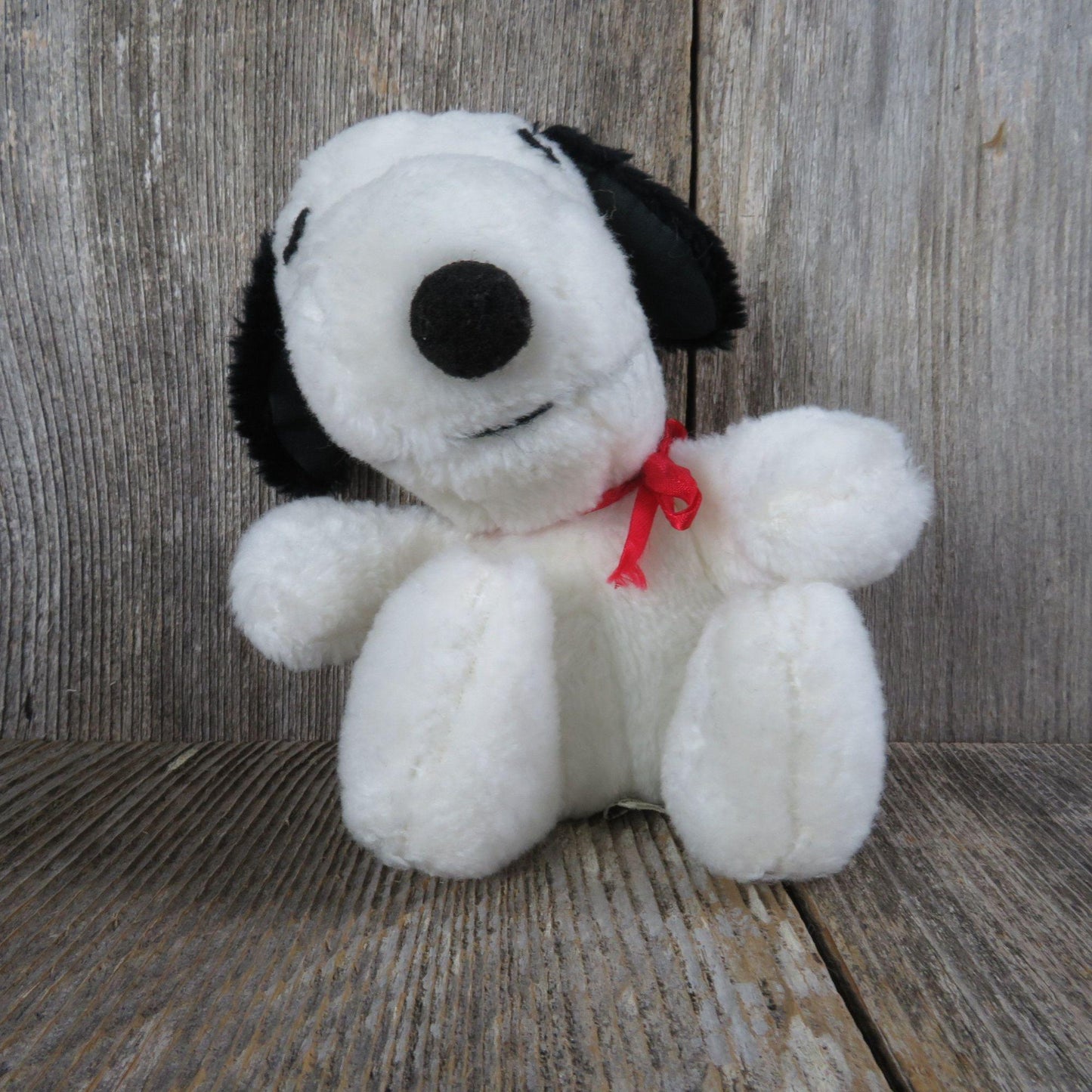 Vintage Snoopy Plush Small White Black Dog Charlie Brown Puppy Stuffed Animal Nut Filled 1968 Korea