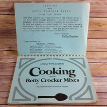 Load image into Gallery viewer, Vintage Cookbook Betty Crocker Cooking with Betty Crocker Mixes Large Type Edition 1969 General Mills Paperback Spiral Bound