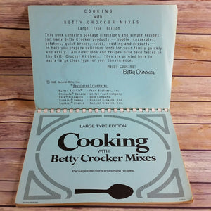 Vintage Cookbook Betty Crocker Cooking with Betty Crocker Mixes Large Type Edition 1969 General Mills Paperback Spiral Bound