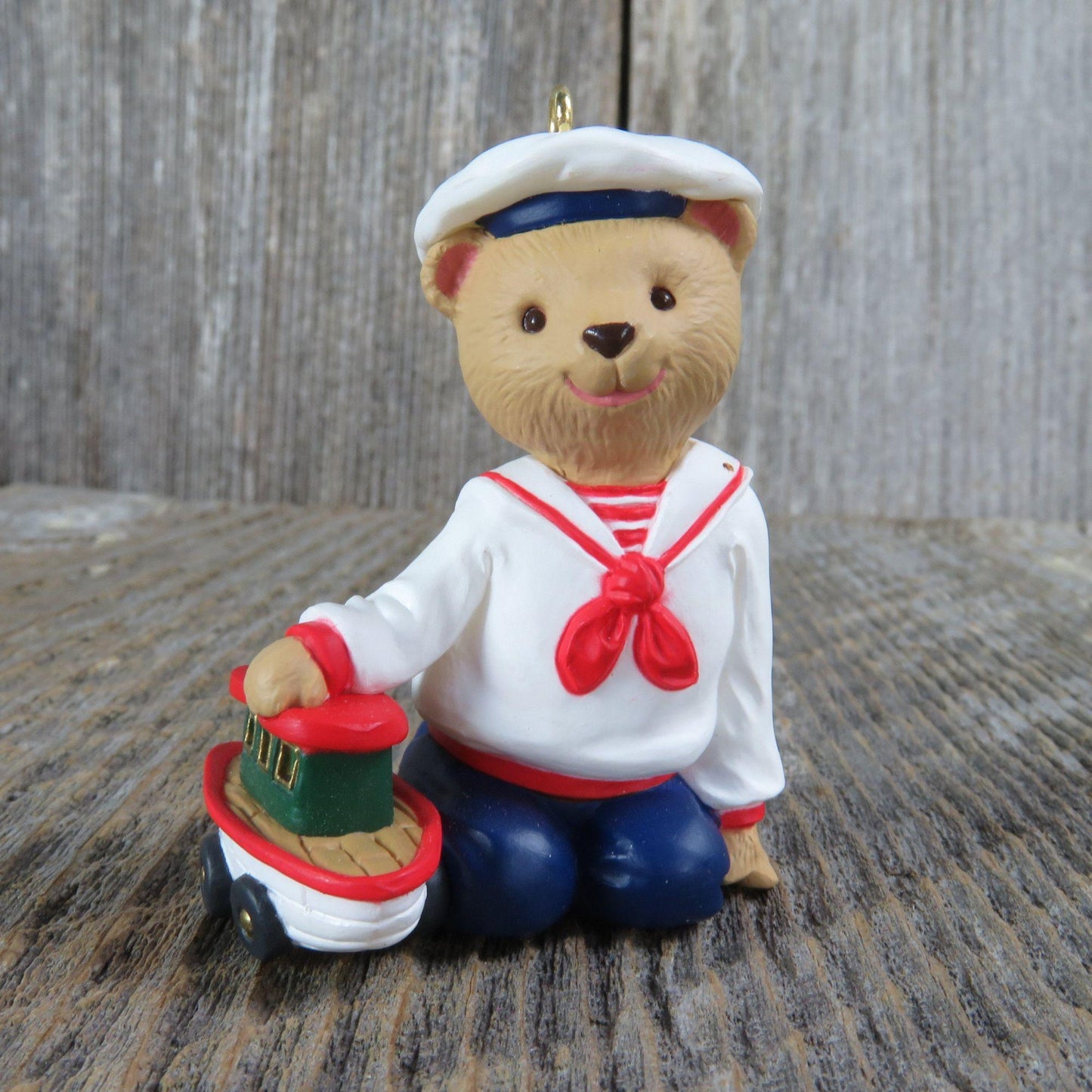 Vintage Abearnathy Bearingers Ornament Bear Brother Hallmark Christmas Toy Boat 1993