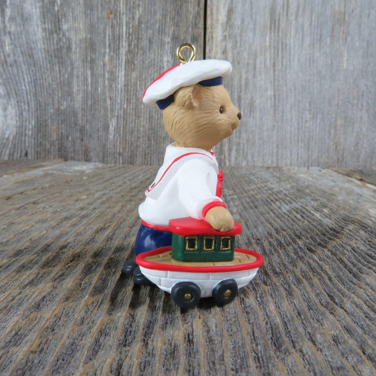 Vintage Abearnathy Bearingers Ornament Bear Brother Hallmark Christmas Toy Boat 1993