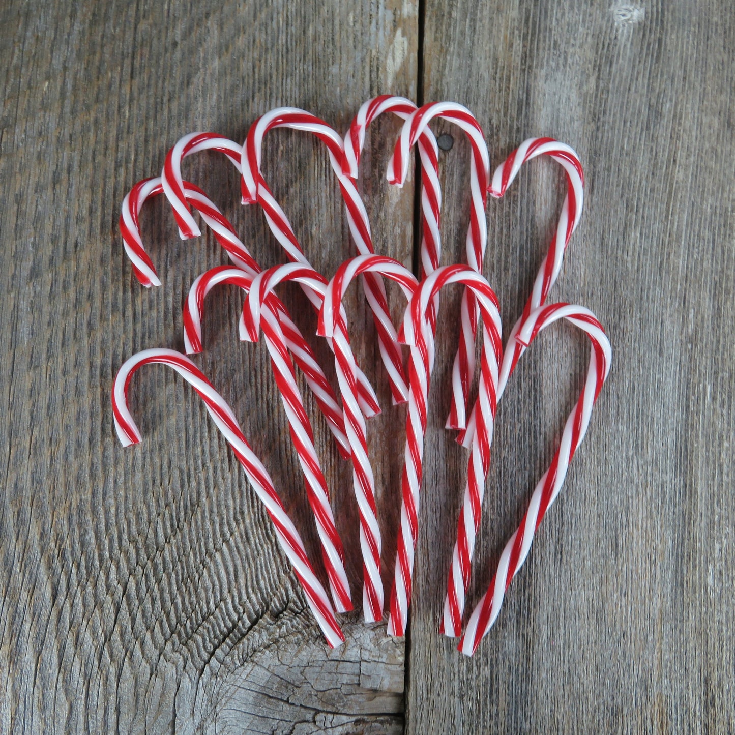 Candy Cane Christmas Embellishment Plastic Red and White Twisted Craft Ornament Faux Hard Candy Bowl Vase Filler