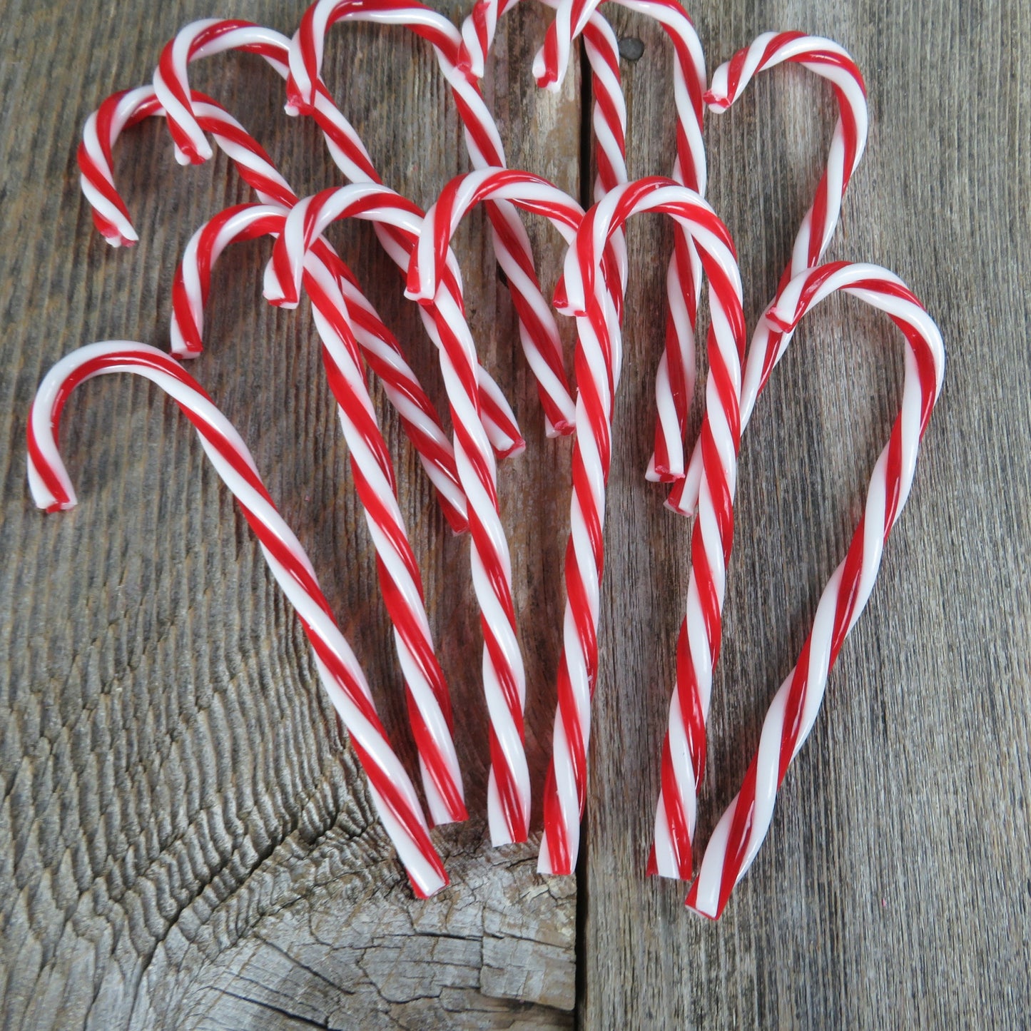 Candy Cane Christmas Embellishment Plastic Red and White Twisted Craft Ornament Faux Hard Candy Bowl Vase Filler