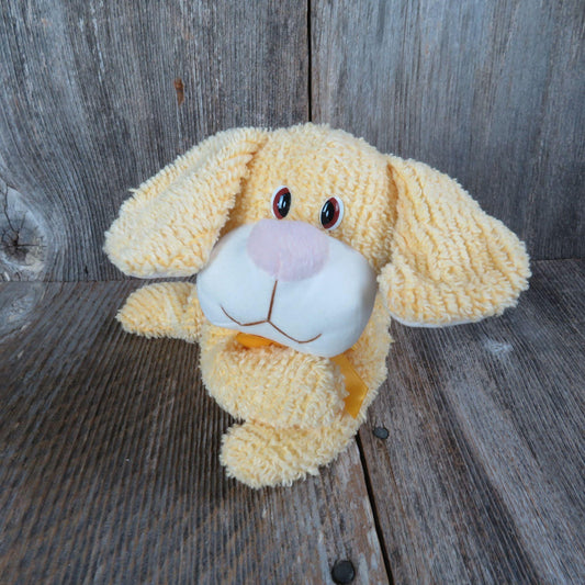 Vintage Yellow Puppy Dog Plush Terry Cloth Nubbies Babies North American Bear Co QVC Stuffed Animal 1999