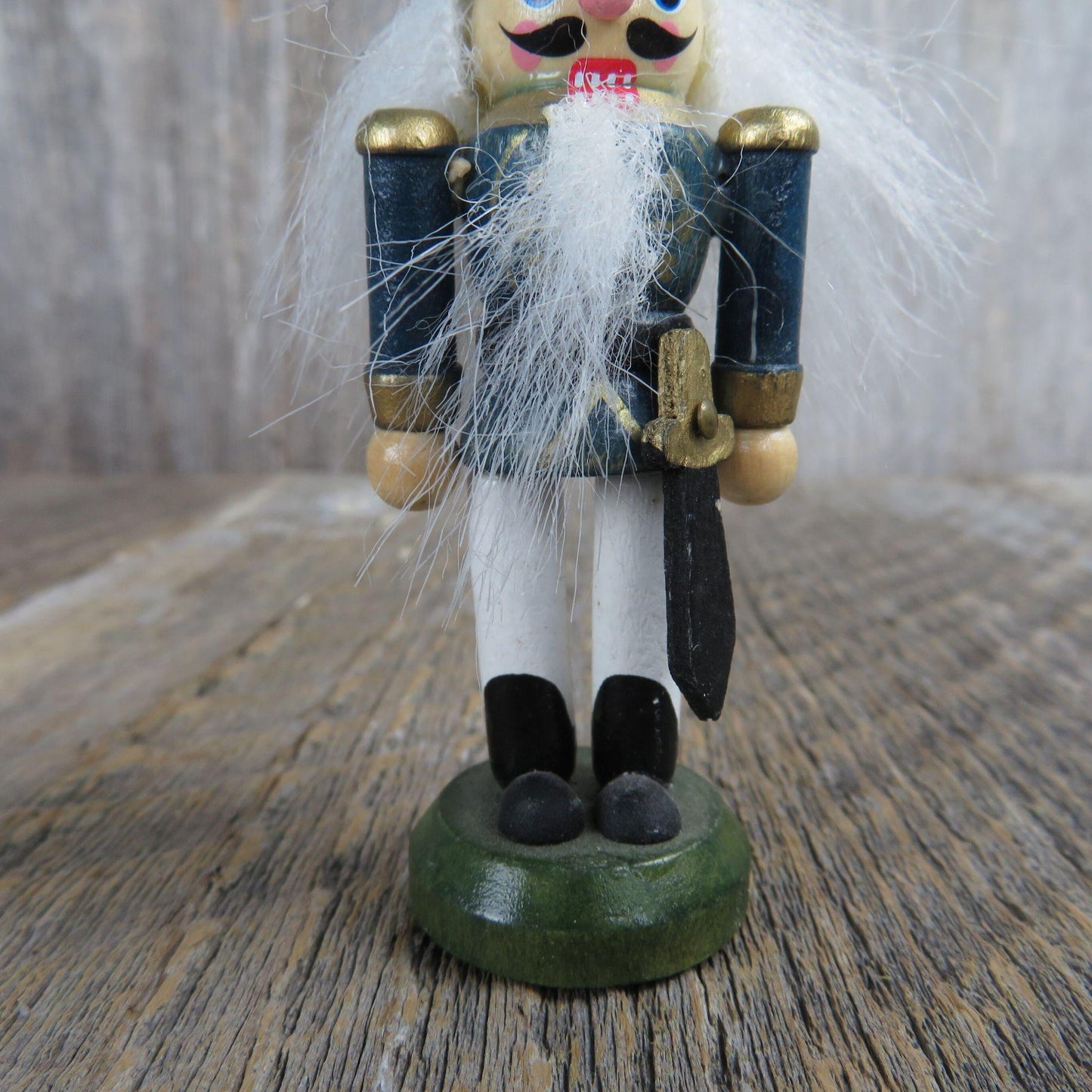 Vintage Nutcracker Wood Ornament Green Solider Wooden Christmas