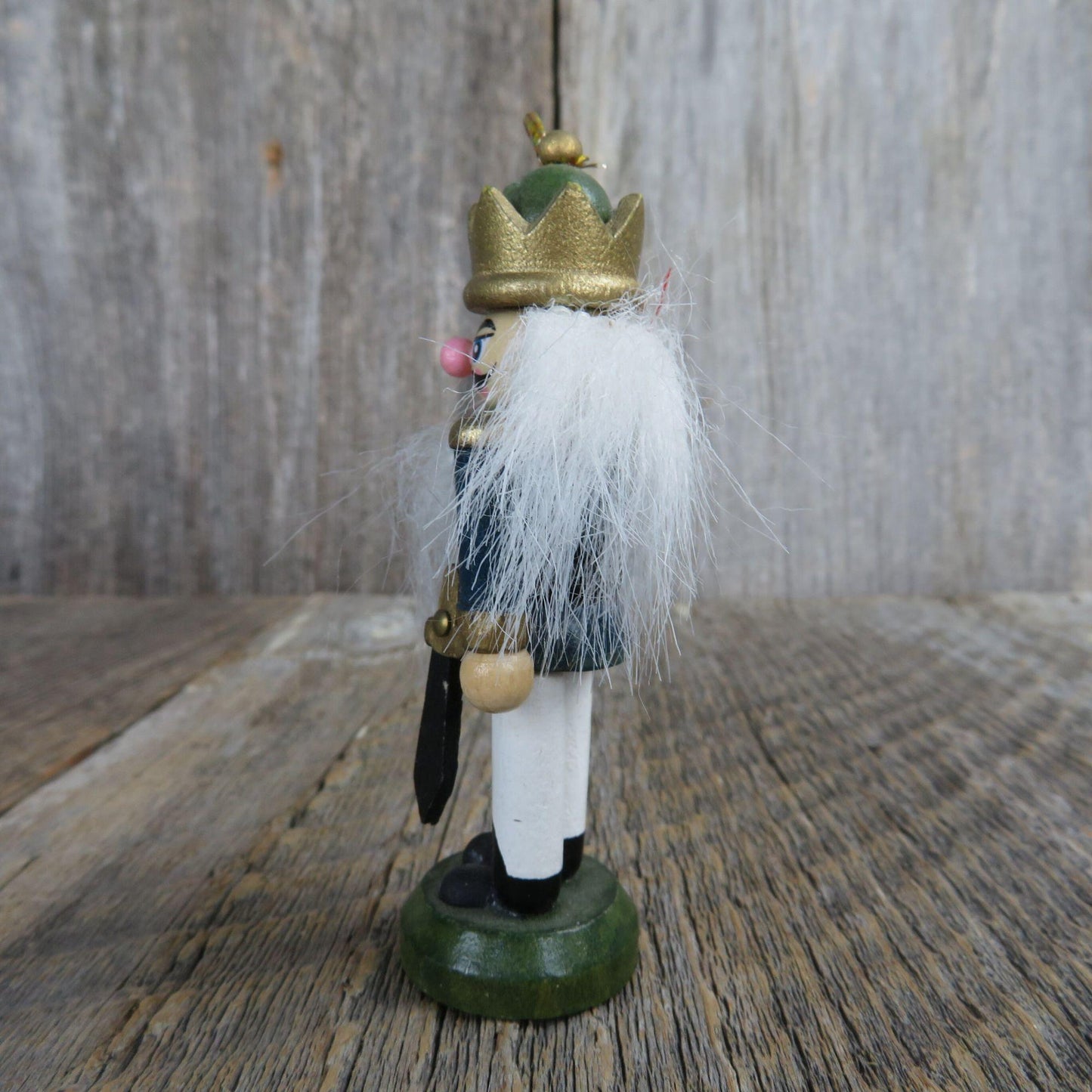 Vintage Nutcracker Wood Ornament Green Solider Wooden Christmas