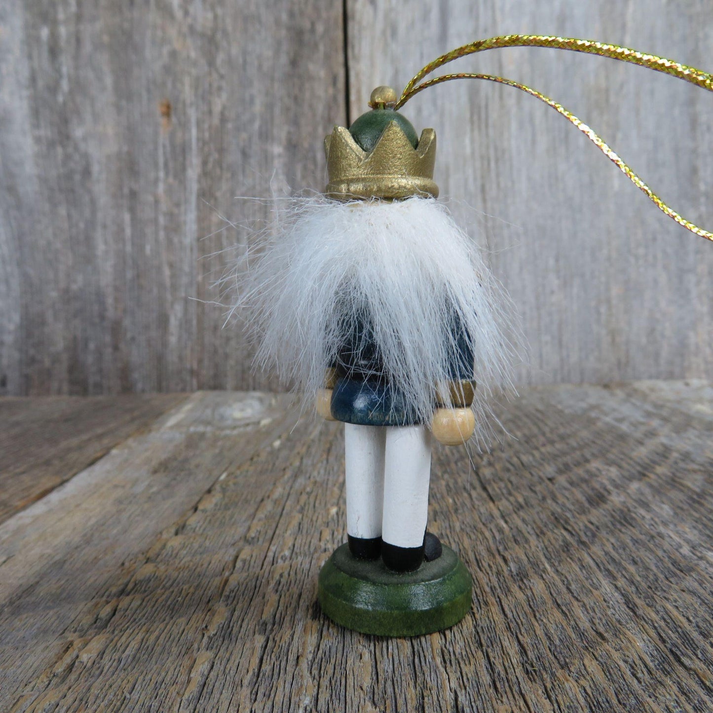 Vintage Nutcracker Wood Ornament Green Solider Wooden Christmas