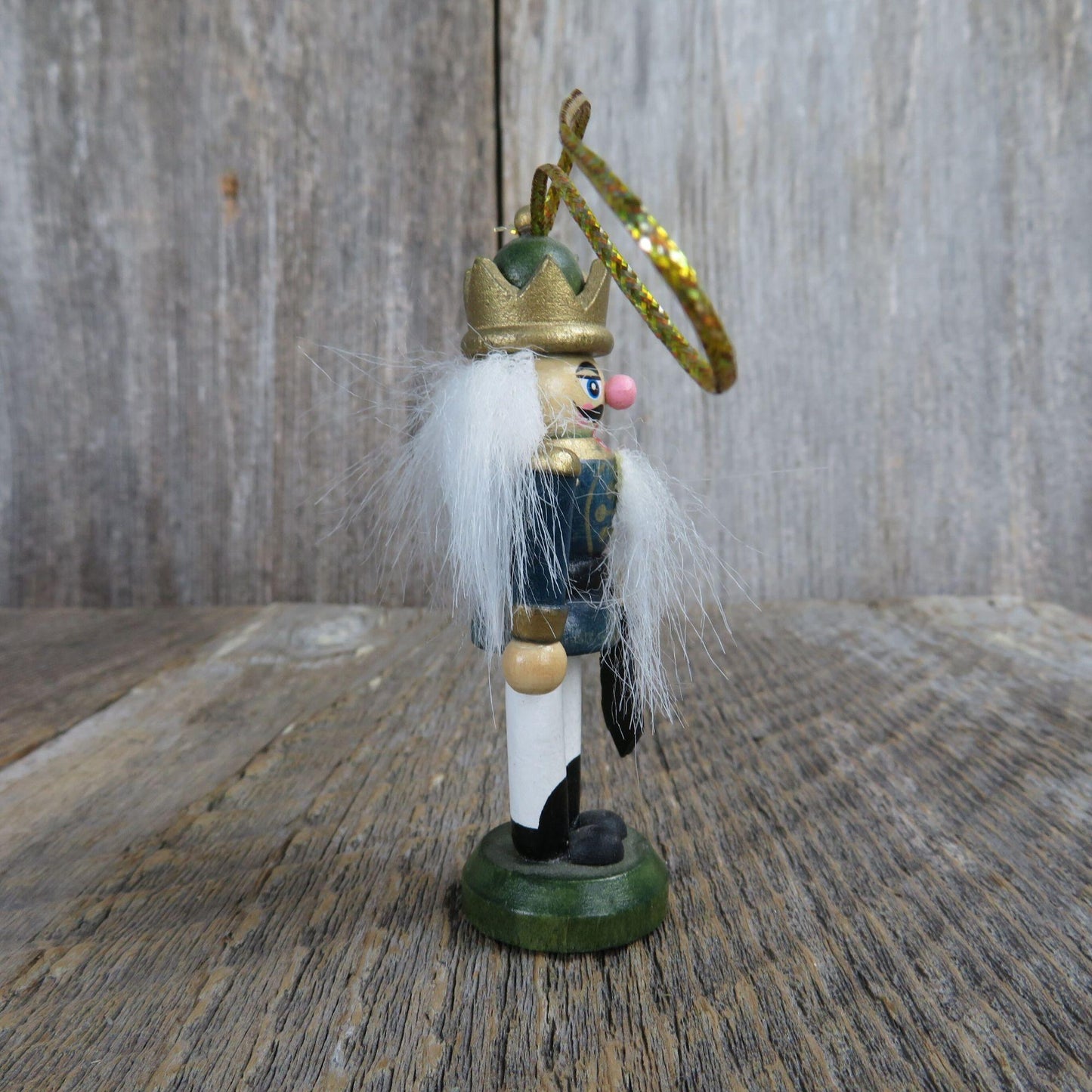 Vintage Nutcracker Wood Ornament Green Solider Wooden Christmas