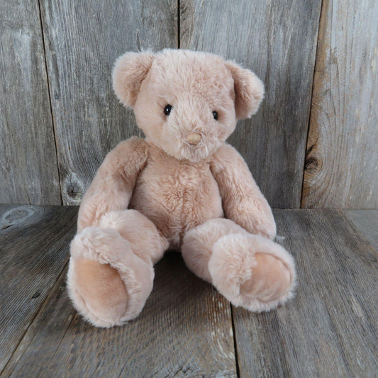 Vintage Teddy Bear Plush Gund Peach Tan Bunky Yarn Sad Face Stitched Nose Korea 1985