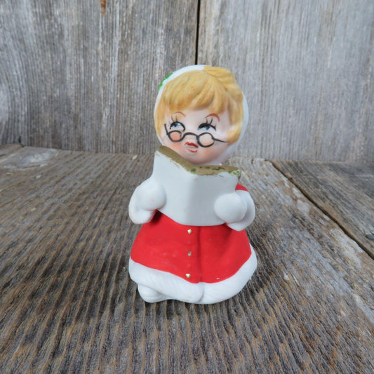 Vintage Caroler Lady Figurine Christmas Singer Blonde Ceramic UCGC Taiwan