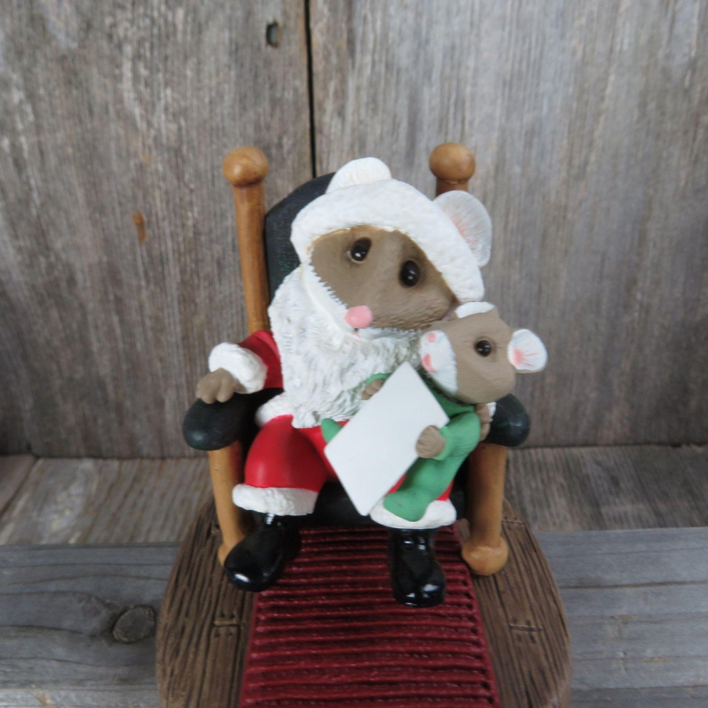 Vintage Santa Mouse And Child Christmas Stocking Holder Hallmark Mice Hanger Hook