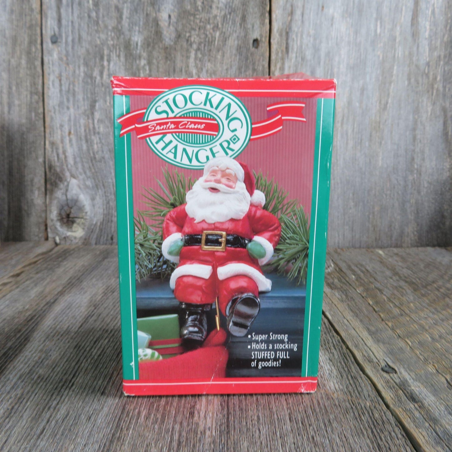 Vintage Santa Claus Christmas Stocking Holder Hallmark Hanger Hook 1988