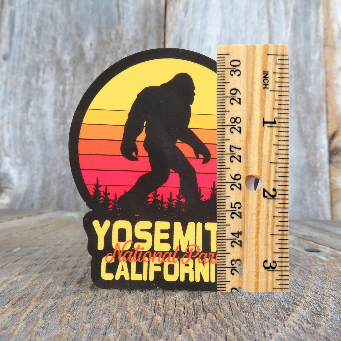 Yosemite National Park Bigfoot Sticker California State Park Retro Sunset Souvenir Waterproof