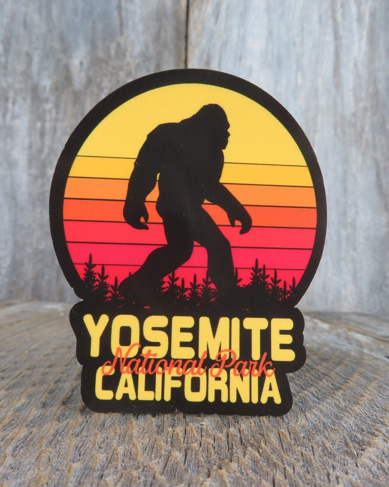 Yosemite National Park Bigfoot Sticker California State Park Retro Sunset Souvenir Waterproof