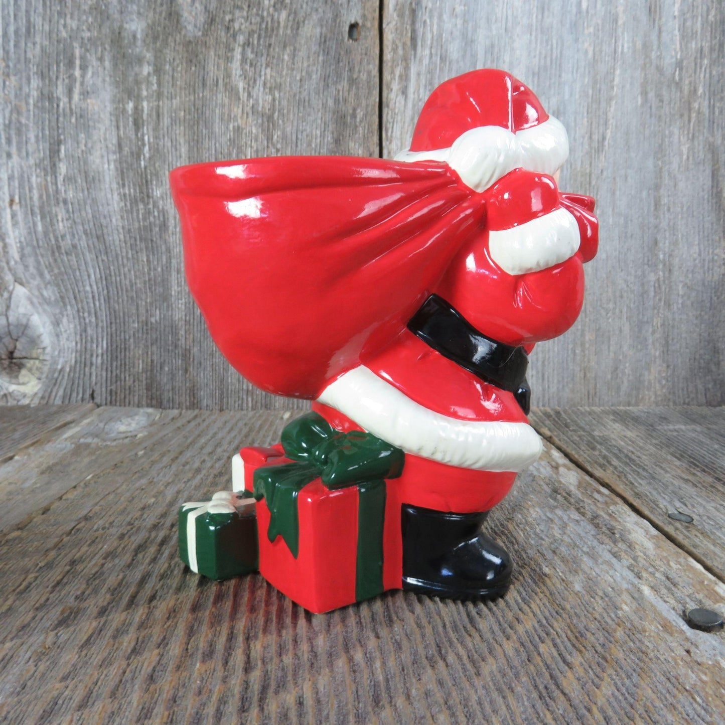 Vintage Santa Christmas Candle Holder Avon Ho Ho Glow Ceramic Old St Nick