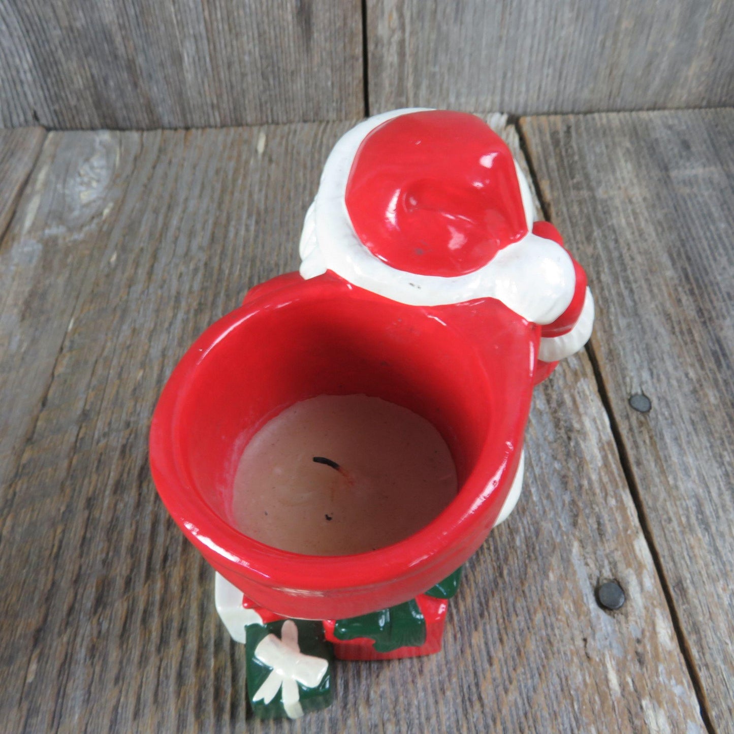 Vintage Santa Christmas Candle Holder Avon Ho Ho Glow Ceramic Old St Nick