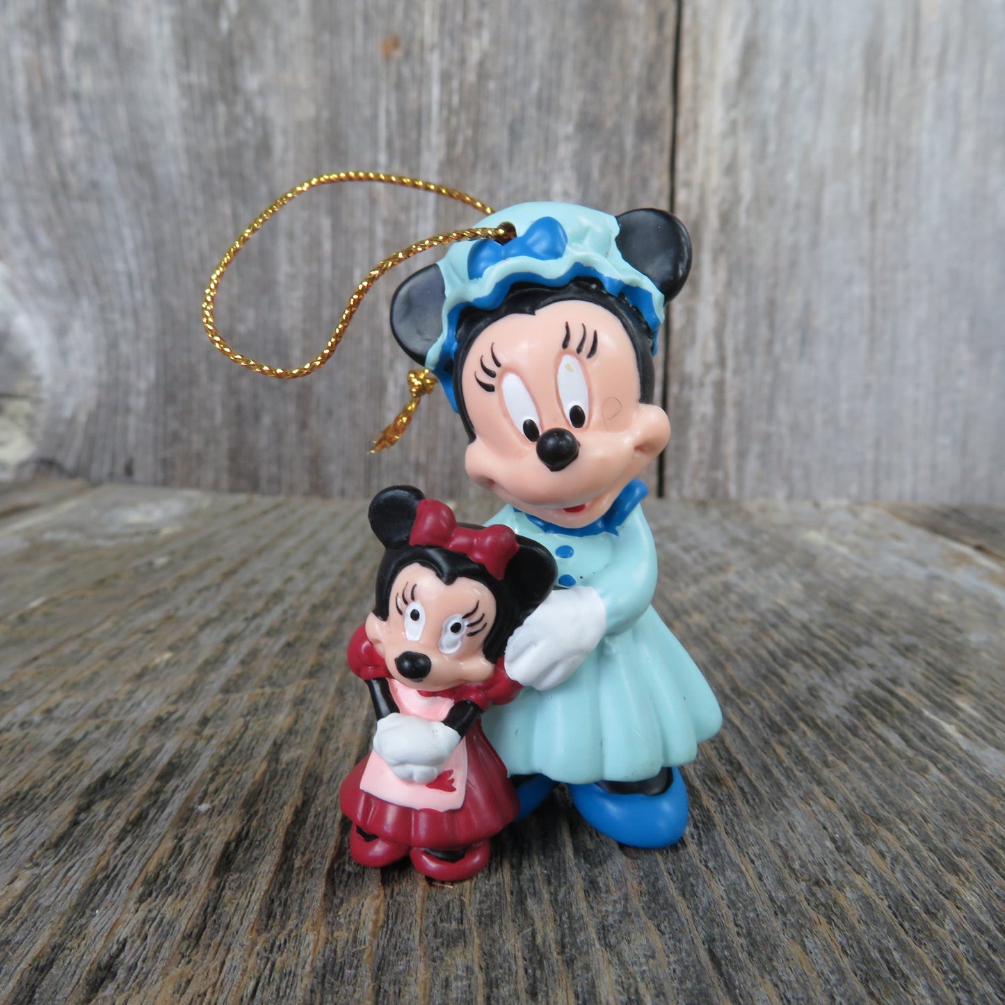 Vintage Minnie Mouse as Mrs. Cratchet Ornament Mickey's Christmas Carol Disney Blue Rubber