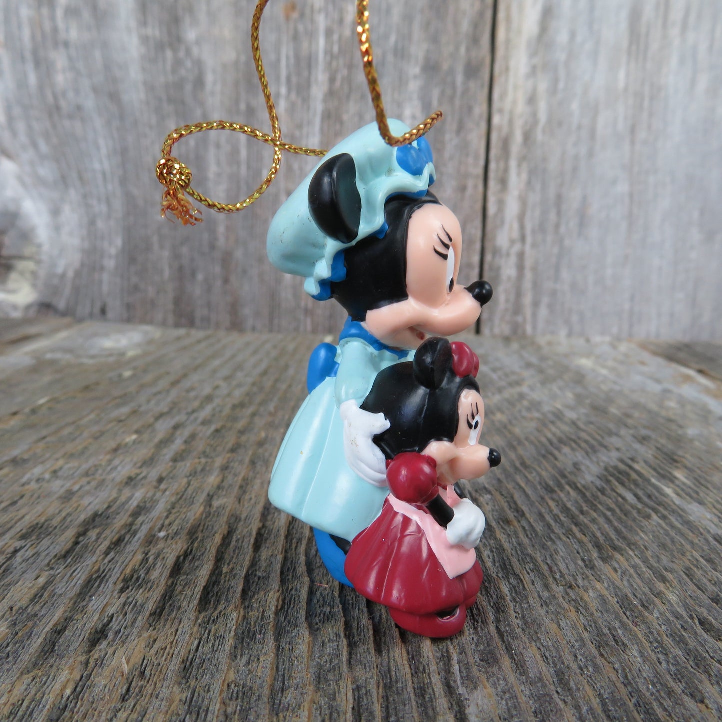 Vintage Minnie Mouse as Mrs. Cratchet Ornament Mickey's Christmas Carol Disney Blue Rubber