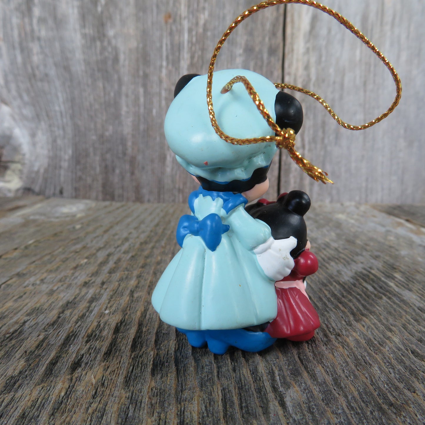 Vintage Minnie Mouse as Mrs. Cratchet Ornament Mickey's Christmas Carol Disney Blue Rubber